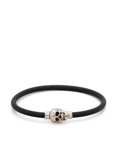 Shop Alexander Mcqueen Skull Rubber Bracelet In Black