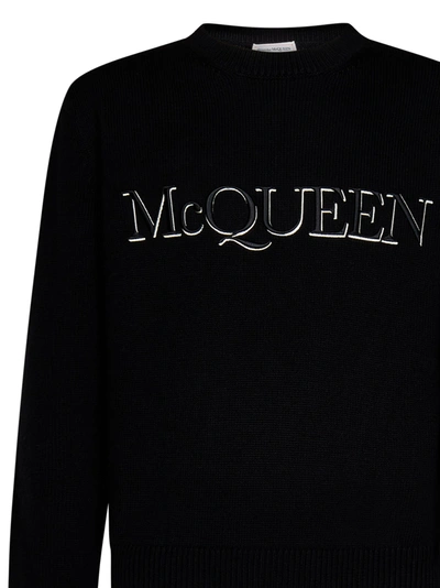 Shop Alexander Mcqueen Sweater With Embroidered Logo In Black