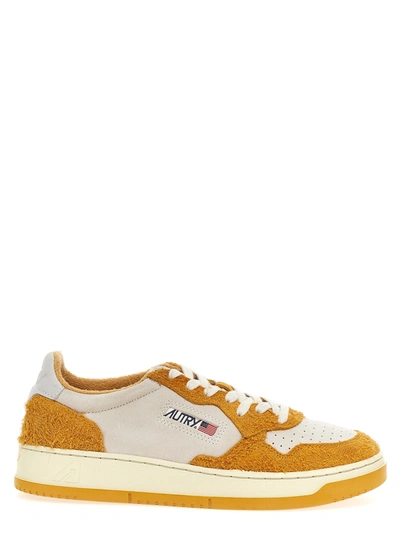 Shop Autry 'medalist' Two-tone Suede Sneakers In Orange