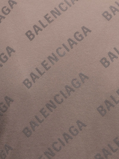 Shop Balenciaga Allover Logo Cotton Cardigan In Beige