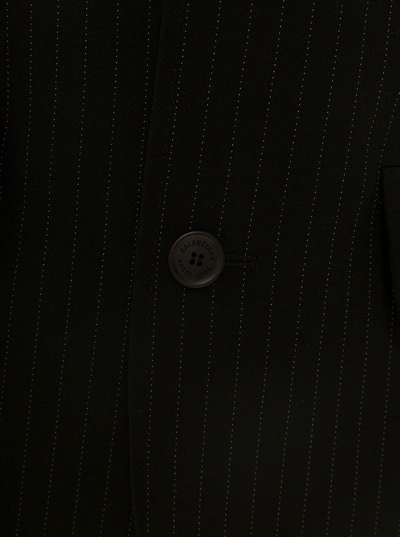 Balenciaga Hourglass Pinstripe Single-breasted Blazer In Black