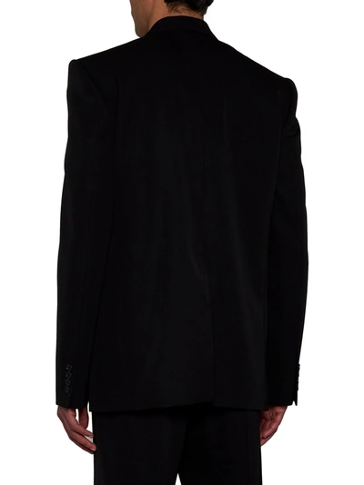 Shop Balenciaga Wool Single-breasted Blazer Jacket In Black