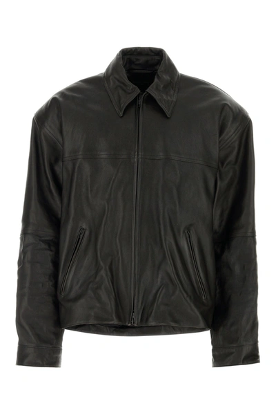 Shop Balenciaga Leather Jackets In Black