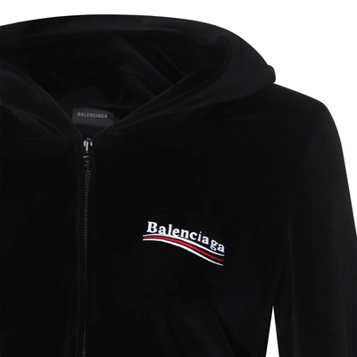 Shop Balenciaga Political Campaign Zip-up Hoodie In Black