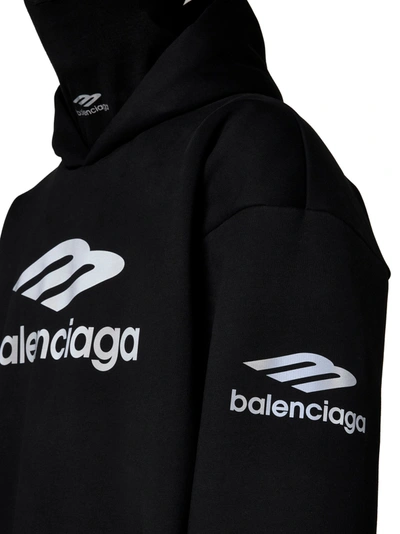 Shop Balenciaga 3b Sports Icon Water Repellent Cotton Hoodie In Black