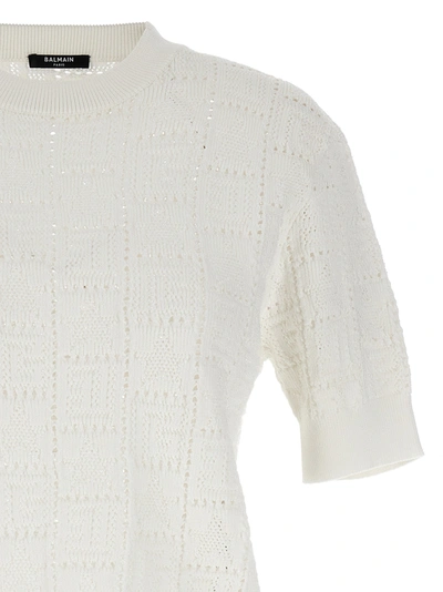 Shop Balmain 'monogramma' Sweater In White