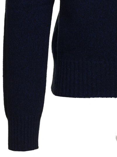 Shop Ami Alexandre Mattiussi Blue Crewneck Sweater With Ribbed Trim In Cashmere And Wool Man
