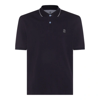 Shop Brunello Cucinelli Logo Cotton Polo Shirt In Blue