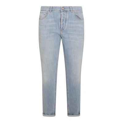 Shop Brunello Cucinelli Traditional Fit Denim Jeans In Clear Blue