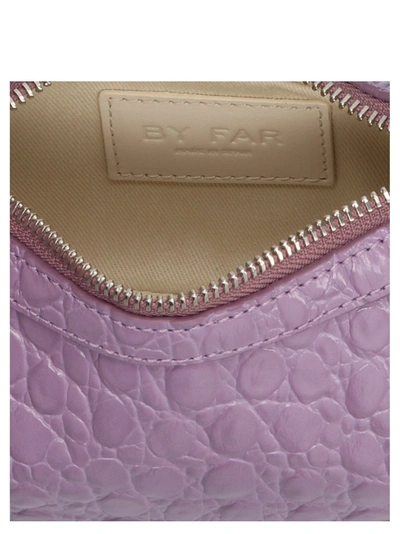 Shop By Far Mini Soho Croco Embossed Leather Shoulder Bag In Purple