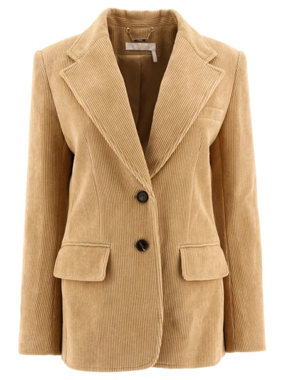 Shop Chloé Corduroy Blazer In Beige