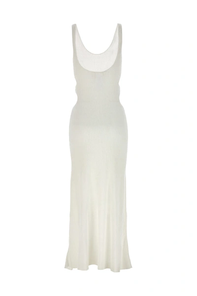 Shop Chloé Linen Blend Silk Long Dress In White