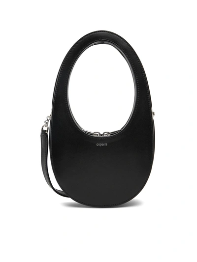 Shop Coperni Black Monochrome Mini 'swipe' Bag With Oval Handle In Leather Woman