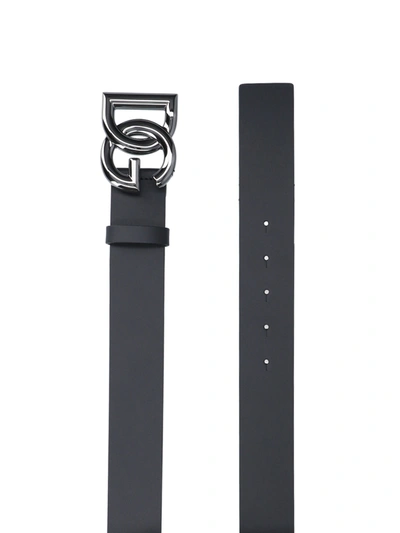 Shop Dolce & Gabbana Black Leather Dg Belt
