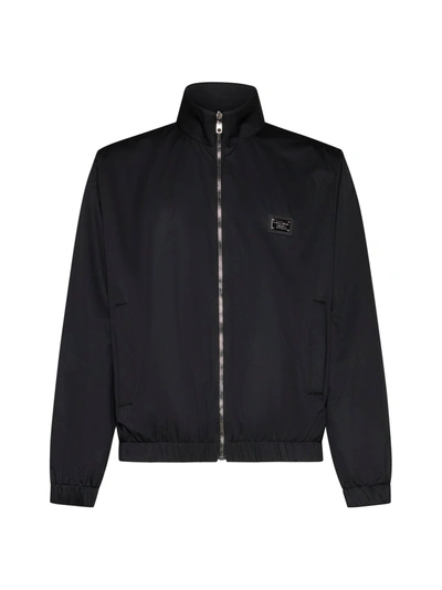 Shop Dolce & Gabbana Logo Zipped Jacket In Black