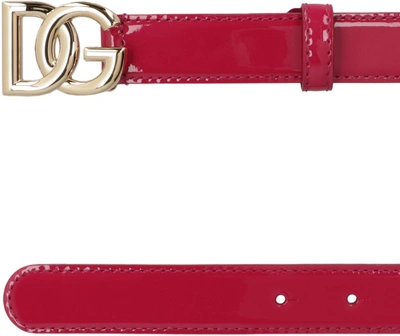 Shop Dolce & Gabbana Dg Buckle Patent Leather Belt In Fuchsia
