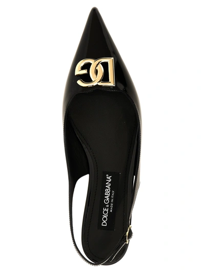 Shop Dolce & Gabbana Logo Slingback Ballet Flats In Black