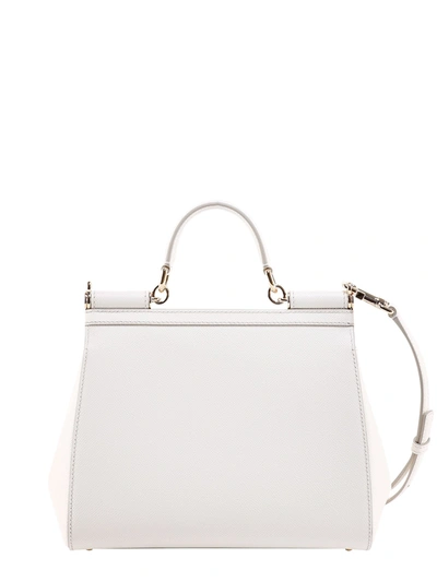 Shop Dolce & Gabbana Small White Leather Sicily Bag In Bianco