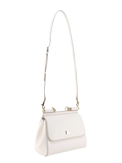Shop Dolce & Gabbana Small White Leather Sicily Bag In Bianco