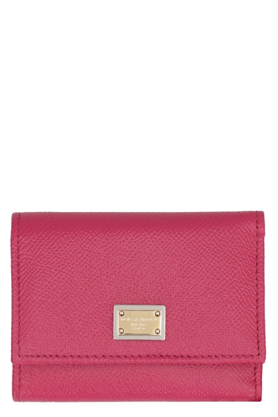 Dolce & Gabbana Small Leather Flap-over Wallet In Pink