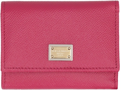 Dolce & Gabbana Small Leather Flap-over Wallet In Pink