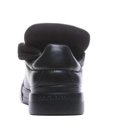 Shop Dolce & Gabbana Black Leather Mega Skate Sneakers