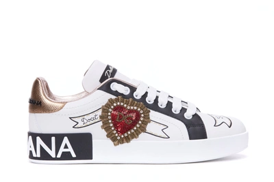 Shop Dolce & Gabbana Sneakers In Scritte Fdo Bianco