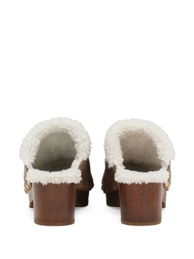 Shop Dolce & Gabbana Suede And Faux Fur Clog In Marrone/bianco
