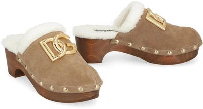 Shop Dolce & Gabbana Studded Clogs In Brown