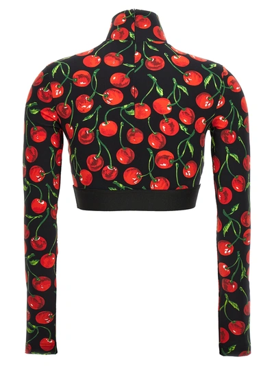 Shop Dolce & Gabbana Long Sleeve Crop Top In Red