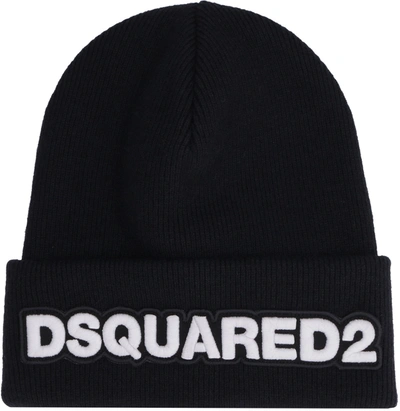 Shop Dsquared2 Ribbed Knit Beanie In Black