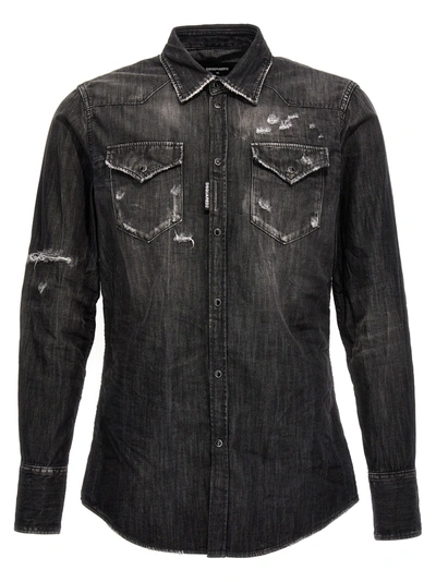 Shop Dsquared2 'classic Western' Shirt In Black