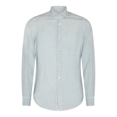 Shop Eleventy Light Blue Linen Shirt