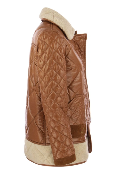 Shop Fay 3 Quilted Hooks With Shearling Effect Inserts In Caramel