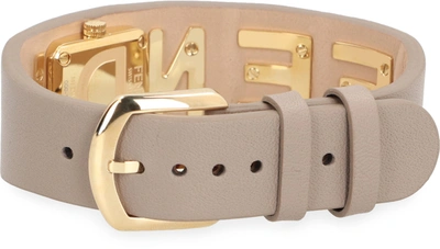 Shop Fendi Leather Bracelet Watch In Turtledove
