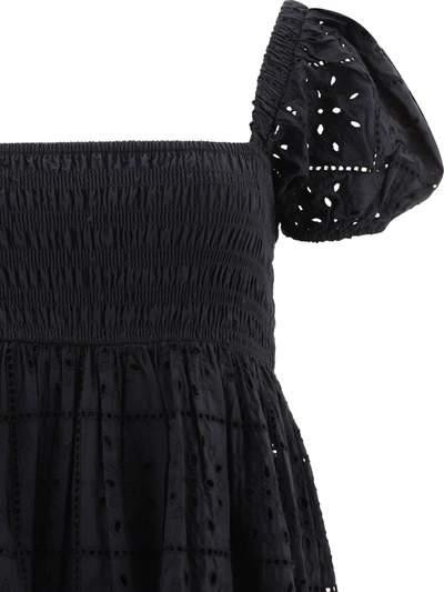Shop Ganni "broderie Anglaise" Dress In Black
