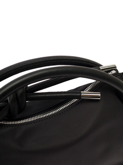 Shop Ganni 'knot Mini' Black Shoulder Bag With Logo And Knot Detail In Recycled Fabric And Leather Woman