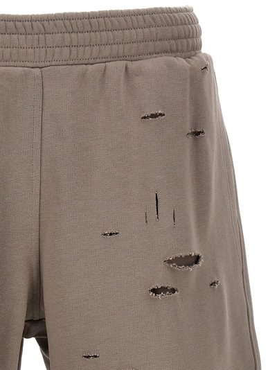 Shop Givenchy Destroyed Effect Bermuda Shorts In Gray
