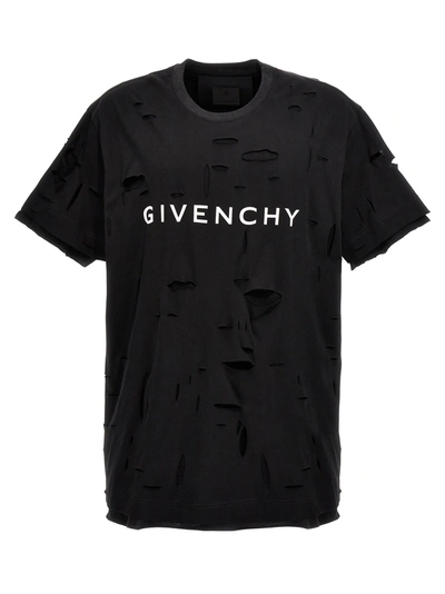 Shop Givenchy Destroyed Effect T-shirt In Black