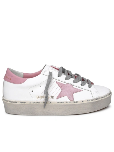 Shop Golden Goose Hi-star White Leather Sneakers