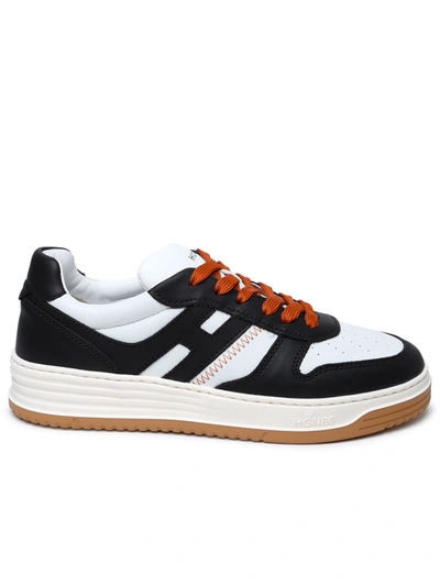 Shop Hogan White And Black Leather Sneakers In Brown/white