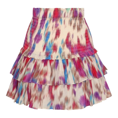 Shop Isabel Marant Étoile Multicolot Cotton Skirt In Beige/rasberry