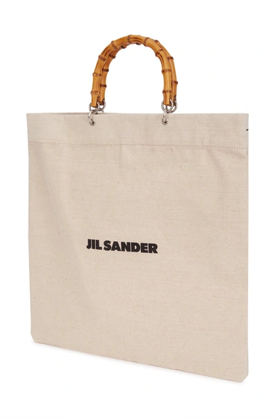 Jil Sander Bamboo Handle Tote Bag In Beige O Tan