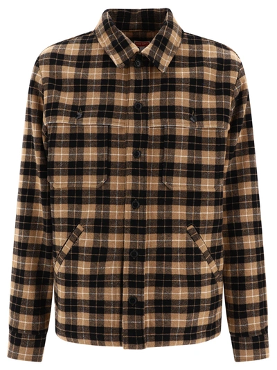 Shop Kenzo Wool Overshirt In Beige