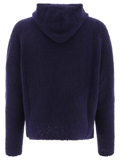 Shop Lardini Hooded Sweater In Blue
