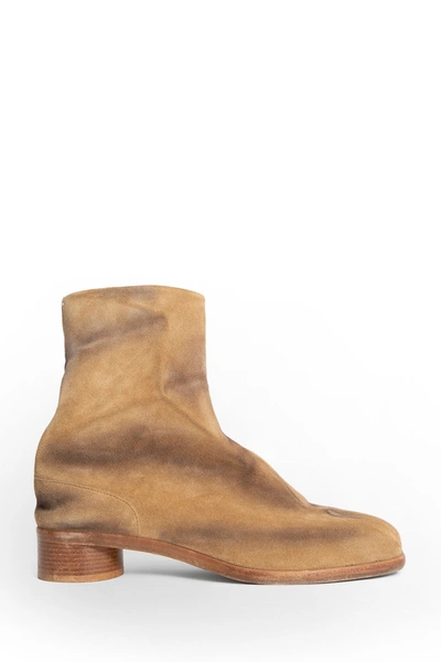 Shop Maison Margiela 'tabi' Ankle Boots In Beige O Tan
