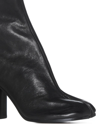 Shop Maison Margiela Tabi Leather Heel Ankle Boots In Black