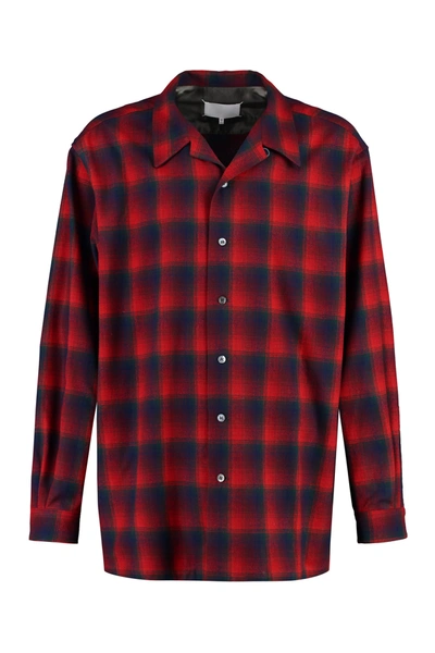Shop Maison Margiela Checked Wool Shirt In Red