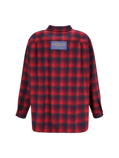 Shop Maison Margiela Checked Wool Shirt In Red