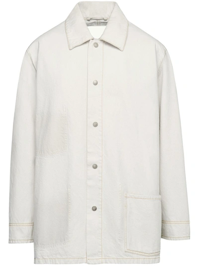 Shop Maison Margiela Light Blue Cotton Casual Jacket In White
